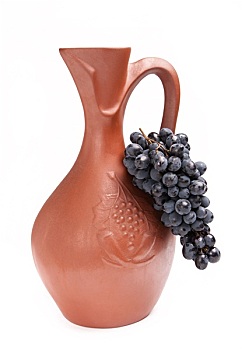 传统,粘土,罐,葡萄酒,束,葡萄