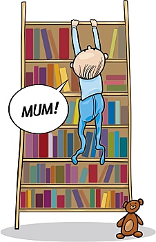 男婴,攀登,书架