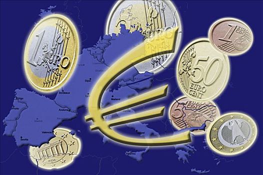欧元符号,上方,欧洲