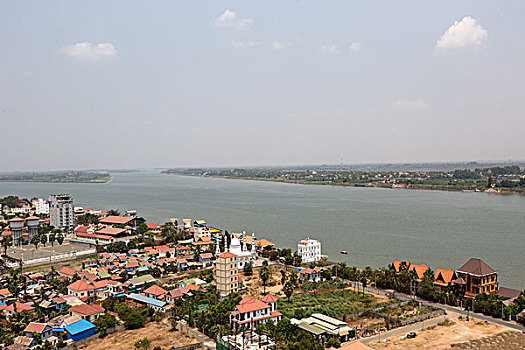 湄公河,城市,金边,柬埔寨,亚洲