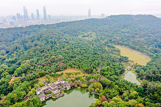 航拍广西南宁青秀山风景区天池