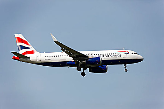 英国航空公司,空中客车,降落,靠近,机场,慕尼黑,上巴伐利亚,德国,欧洲