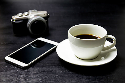 咖啡,摄影,手机,木头,背景