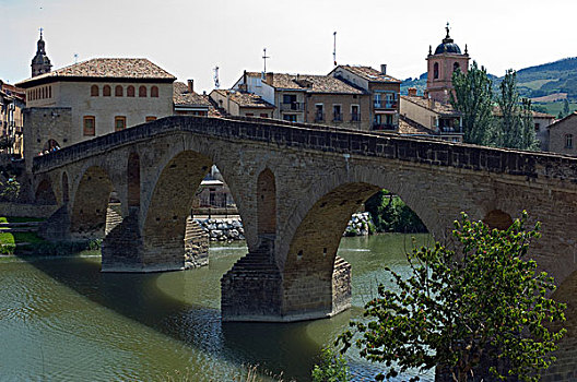 拱形,步行桥,上方,建造,朝圣,11世纪,局部,圣地亚哥之路,纳瓦拉,区域,西班牙