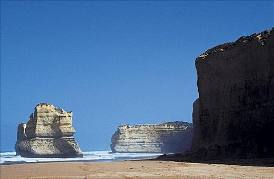 岩石构造,白垩断崖,海滩,海洋,维多利亚,澳大利亚