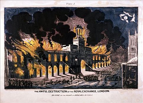 破坏,火灾,伦敦,1838年,艺术家,文员