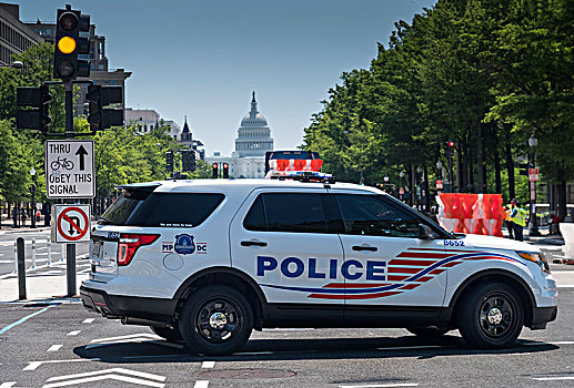 警察,路障,正面,国会大厦,宾夕法尼亚,道路,华盛顿特区