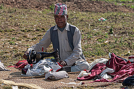 尼泊尔人,裁缝,缝纫机,尼泊尔,亚洲