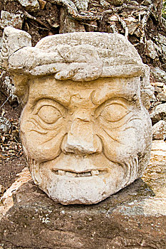 中美洲,洪都拉斯,雕刻,雕塑,脸,石头,玛雅,文明