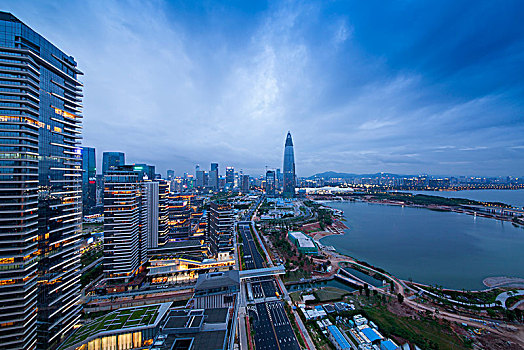 中国广东深圳南山后海中心区夜景