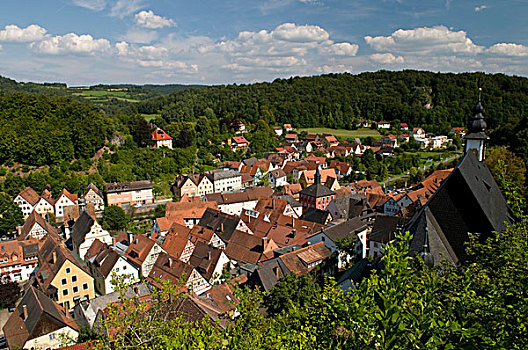 风景,城堡,上方,弗兰哥尼阶,瑞士,弗兰克尼亚,巴伐利亚,德国,欧洲