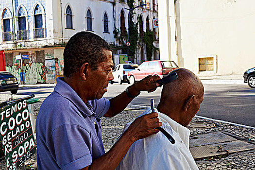 萨尔瓦多,巴伊亚,巴西,户外,理发师,市场