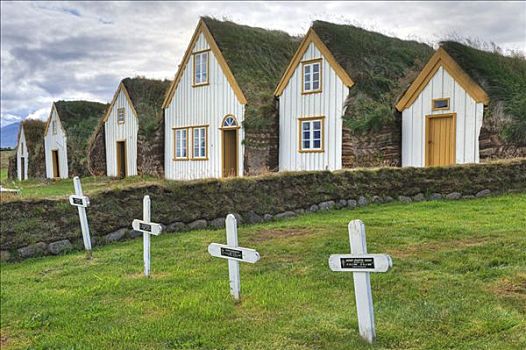 博物馆,冰岛,草皮,房子,户外,墙壁,木质,正面,欧洲
