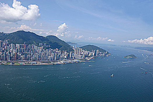 航拍,俯视,香港,西部,维多利亚港
