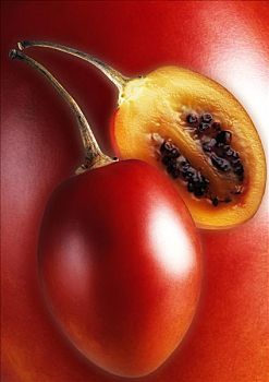 一半,番茄,树,西红柿