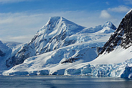 南极,南极半岛,海峡,山峦,遮盖,冰河,雪