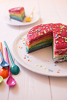 薄烤饼,彩虹,蛋糕