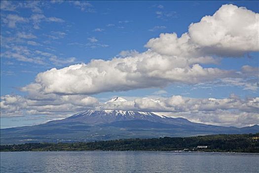 火山,湖,智利,南美