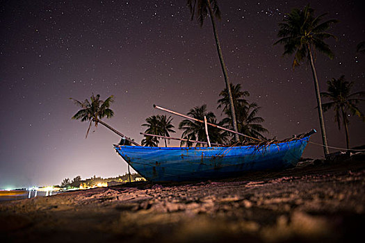 海滩,越南,夜晚