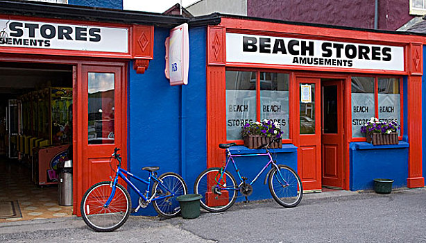 爱尔兰,店面,自行车,海滩