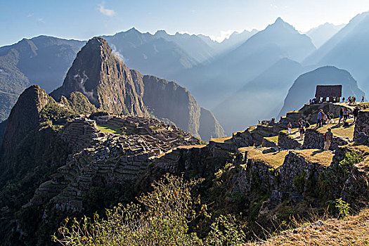 马丘比丘,晨光,旅游,后面,库斯科地区,秘鲁,南美