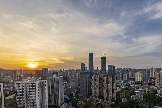 重庆城市日出日落夜景摄影图
