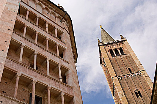 洗礼堂,中央教堂,大教堂,钟楼,艾米利亚-罗马涅大区,意大利,欧洲