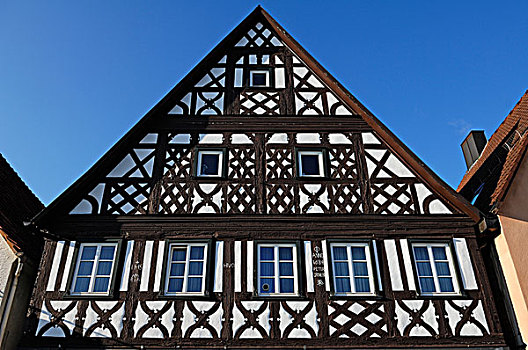 半木结构,房子,马尔克特广场,伊波曼施塔特,上弗兰科尼亚,巴伐利亚,德国,欧洲
