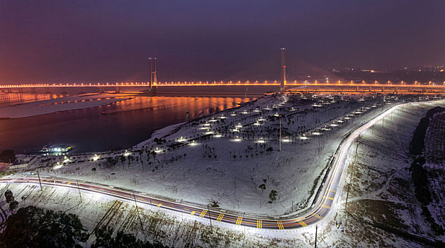 夜色,荆州,长江大桥,壮观