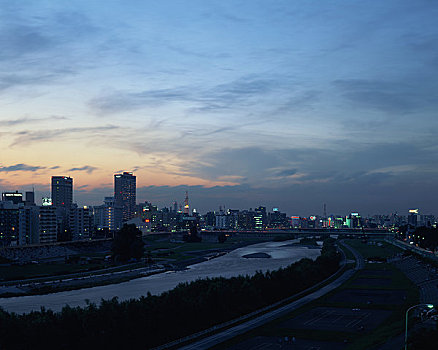 札幌,夜景,河