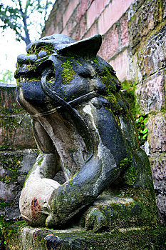 重庆壁山崇圣祠旧址上残留的石狮
