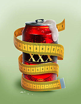 插画,图像,啤酒罐,包装,卷尺,节食,啤酒