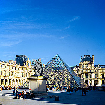 卢浮宫,玻璃金字塔,亭子,翼,巴黎,法国