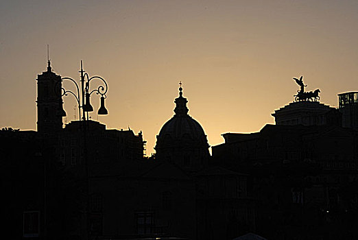 逆光,屋顶,剪影,罗马,意大利