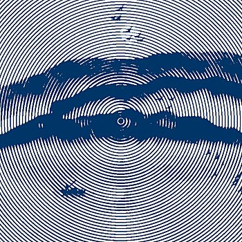 中国风圆形纹理山水画