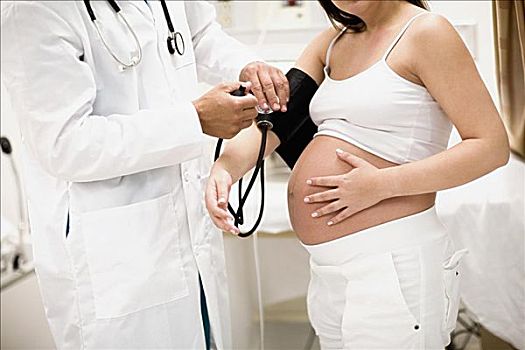 男医生,检查,怀孕,女人,血压