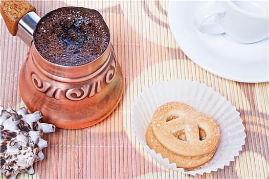 土耳其,咖啡,铜,咖啡壶,饼干
