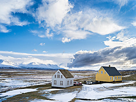 现代,房子,一个,屋顶,传统,草皮,冬天,欧洲,冰岛,大幅,尺寸