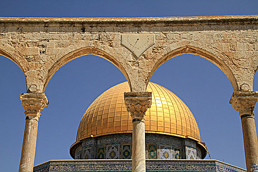 正面,穹顶,圆顶清真寺,圣殿山,老城,耶路撒冷,以色列