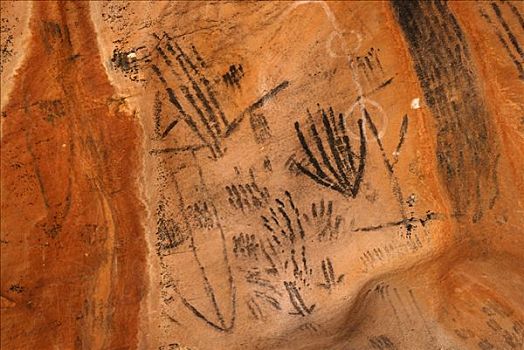 象征,岩画,人,土著,洞穴,澳洲南部,澳大利亚