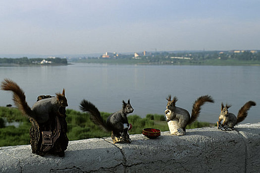 俄罗斯,西伯利亚,伊尔库茨克,河,纪念品,松鼠,出售