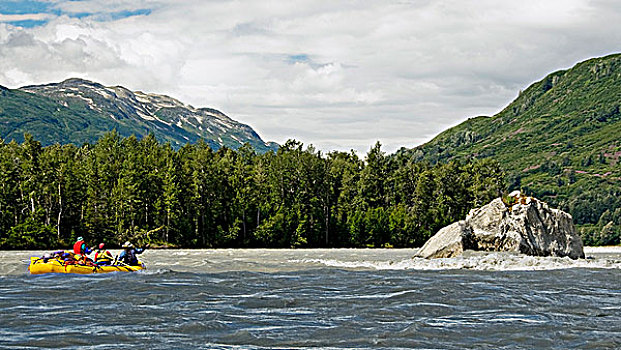 筏,塔琴希尼河,省立公园,不列颠哥伦比亚省,加拿大,夏天