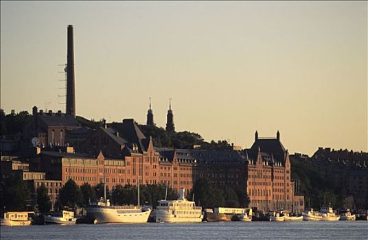 瑞典,斯德哥尔摩,船,日落