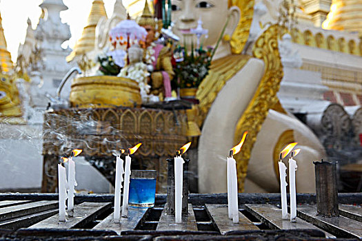 蜡烛,大金塔,仰光,缅甸