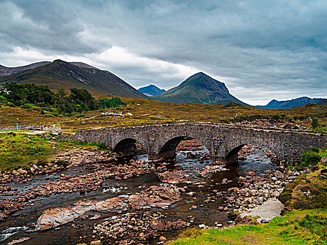 古老,桥,斯凯岛,苏格兰,英国,欧洲