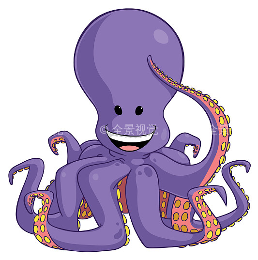 卡通,章鱼,可爱,隔绝,白色背景_高清图片_全景视觉