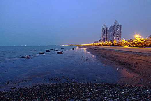 北海,金滩,银滩,礁石,沙滩,浴场,海水,海浪,风光,自然,夜景