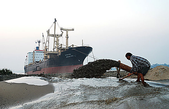 一个,男人,工作,船,院子,孟加拉,著名,全球,环境,工人,结果,许多,受伤,2008年