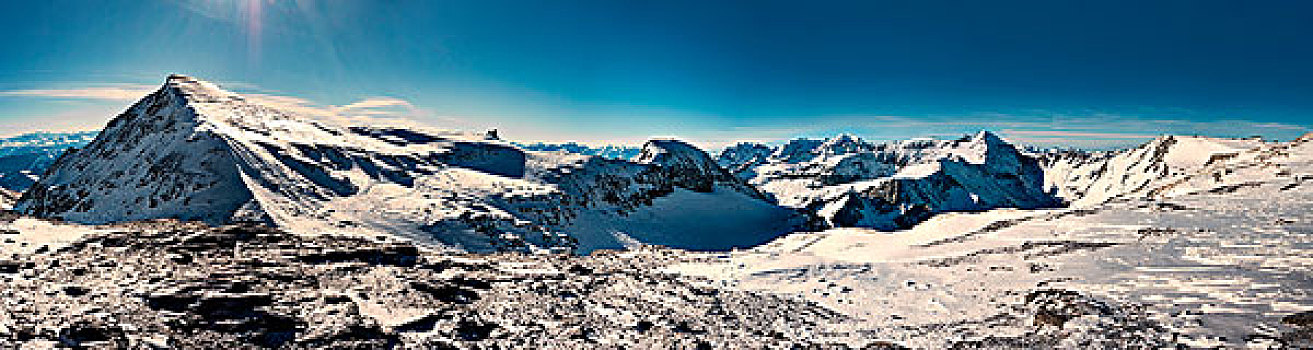 全景,图像,积雪,山,拉克斯,阿尔卑斯山,瑞士