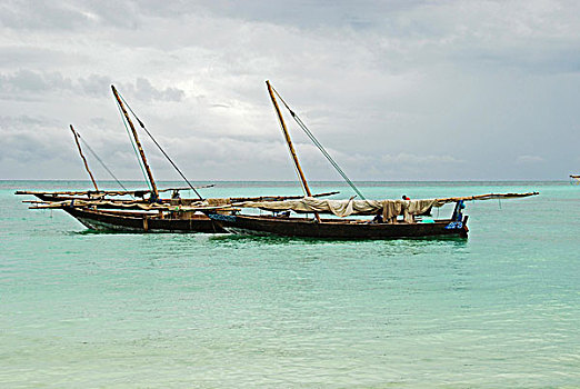坦桑尼亚,桑给巴尔岛,传统,渔民,船,白色背景,海滩